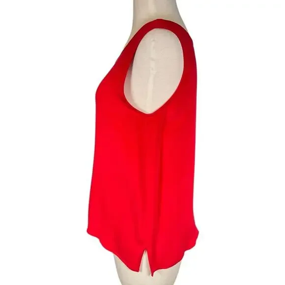 Vintage Nora Noh Red Sleeveless 100% Silk Tank Top Size Small Classic Work Wear - Picture 3 of 9